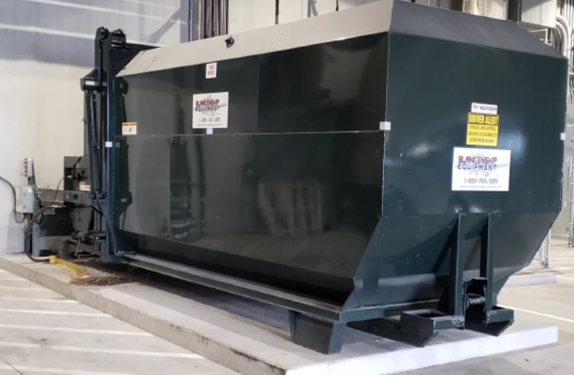 A stationary compactor unit installed by MCS Midwest