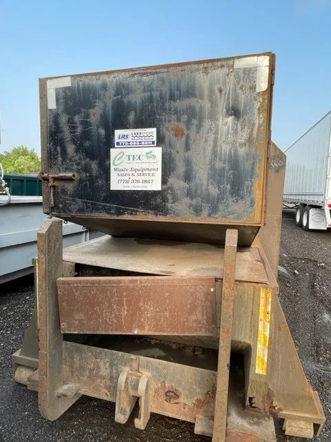 A damaged container body before repair